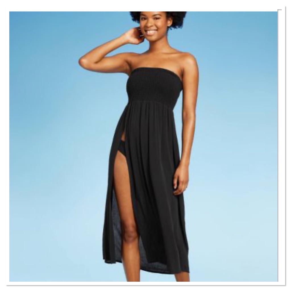 Women’s Smocked High Slit Convertible Cover Up Dress Wild Fable